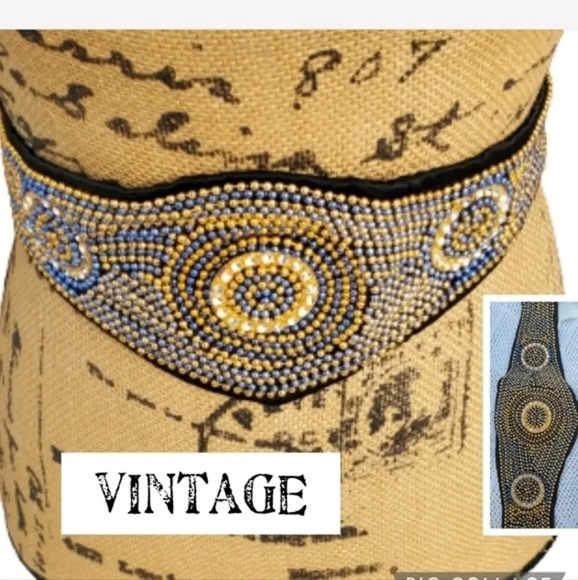 Vintage 80s‎ Wide Gold Beaded belt.M - Picture 1 of 7